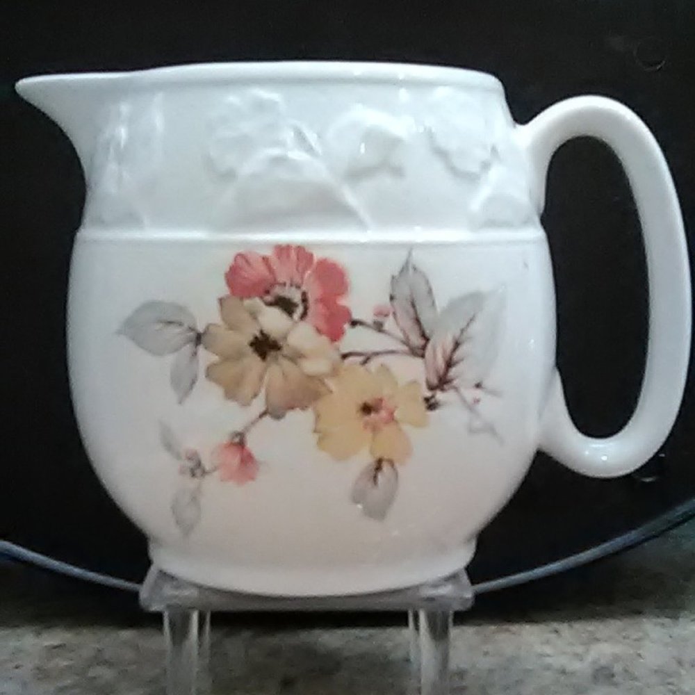 RARE STAFFORDSHIRE England's Floral Pitcher VTG
